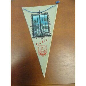 Vtg 1960's Cadiz Spain Pennant Triangle Shape Wall Decor Souvenir Collectible